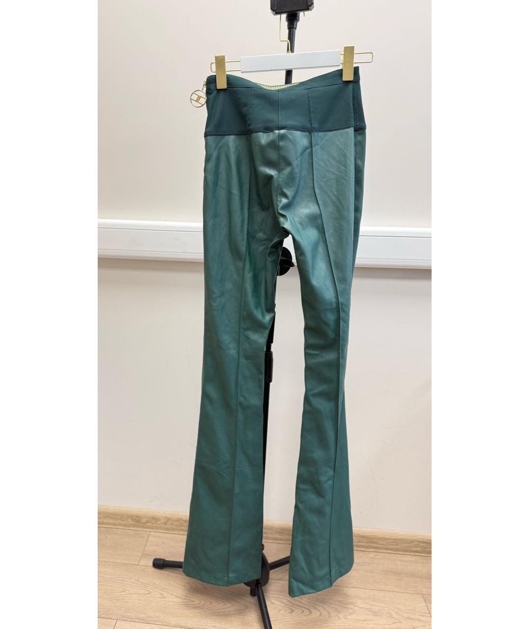 ELISABETTA FRANCHI Зеленые полиэстеровые брюки узкие, фото 2