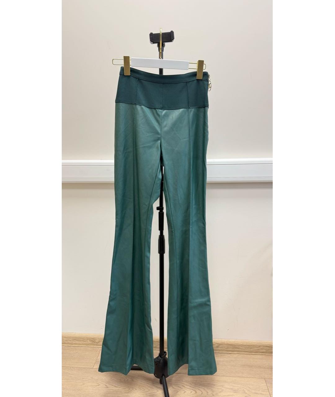 ELISABETTA FRANCHI Зеленые полиэстеровые брюки узкие, фото 3