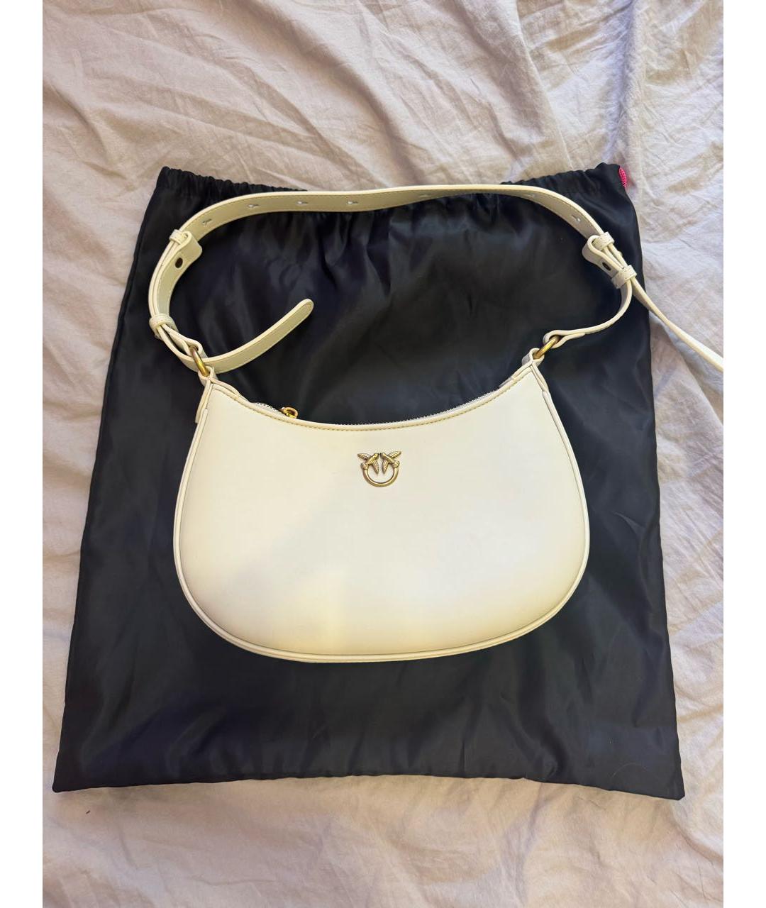 PINKO Бежевая кожаная сумка через плечо, фото 5