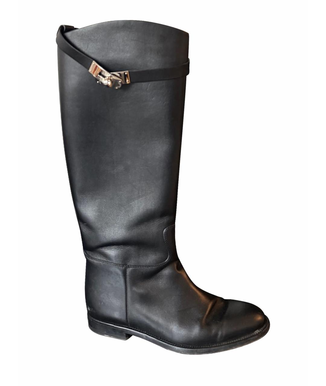 HERMES Черные кожаные сапоги, фото 1