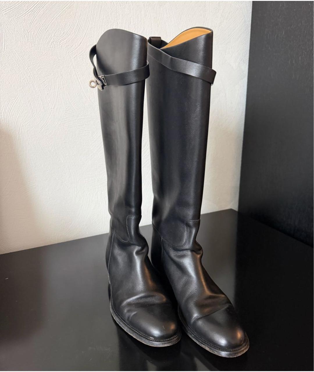 HERMES Черные кожаные сапоги, фото 2