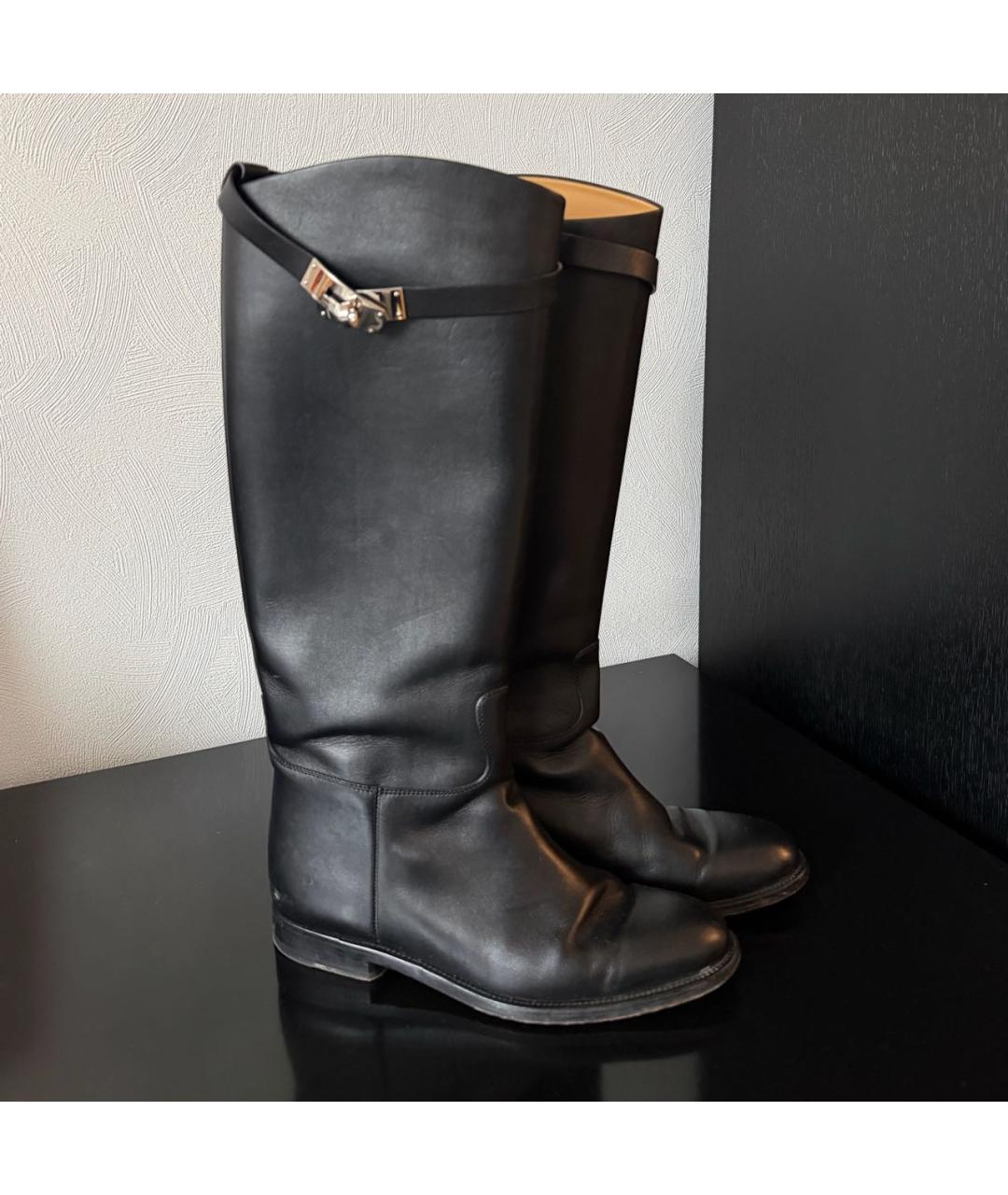 HERMES Черные кожаные сапоги, фото 8