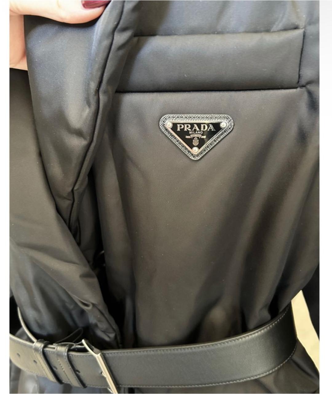 PRADA Черный полиэстеровый пуховик, фото 4