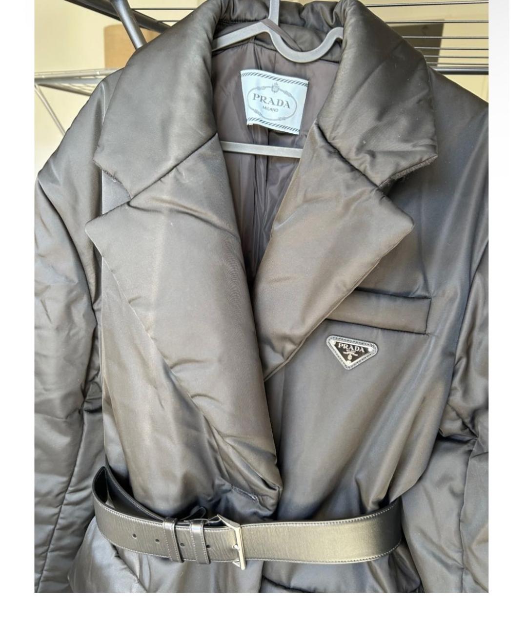 PRADA Черный полиэстеровый пуховик, фото 7