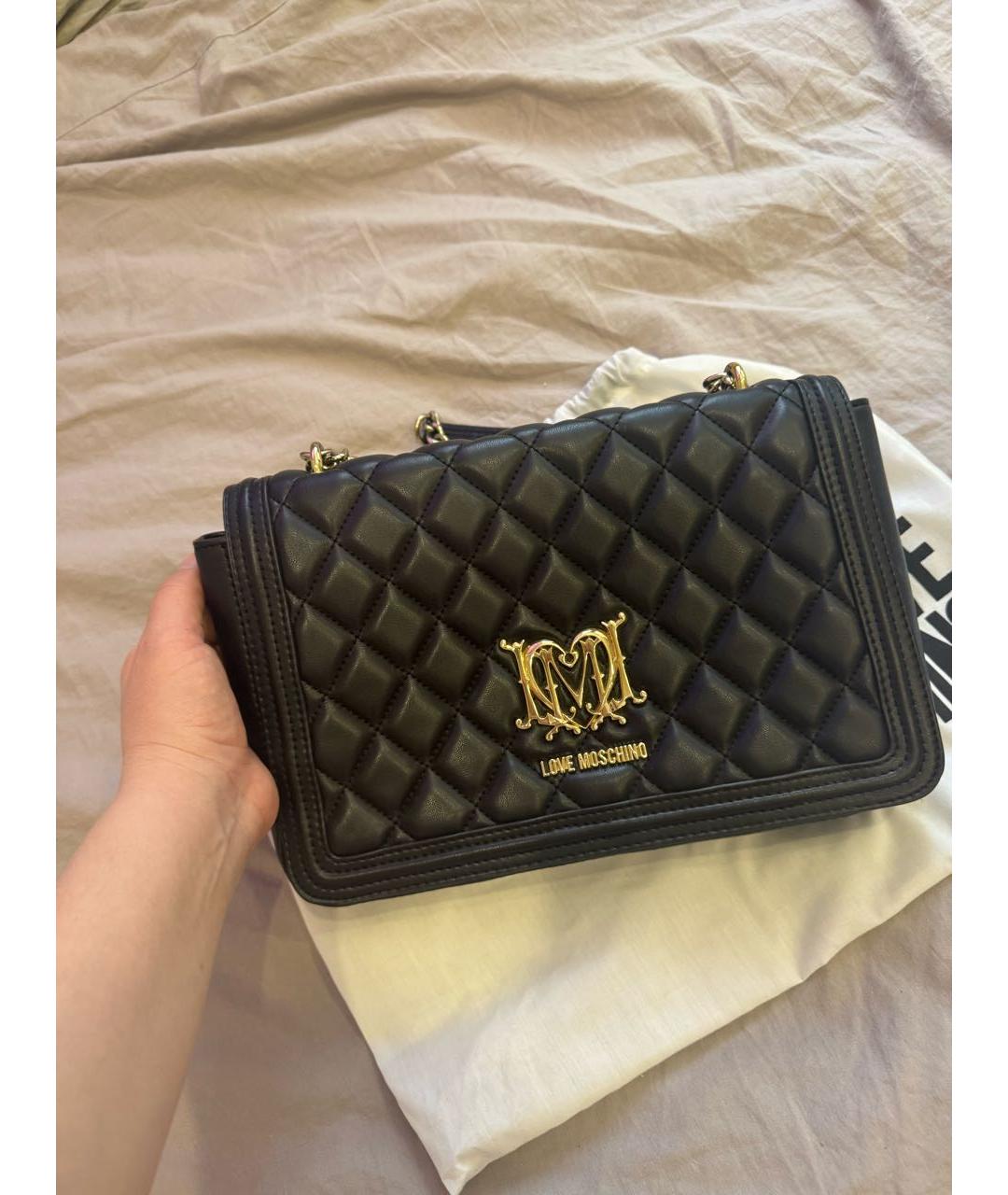 LOVE MOSCHINO Черная сумка через плечо из искусственной кожи, фото 3