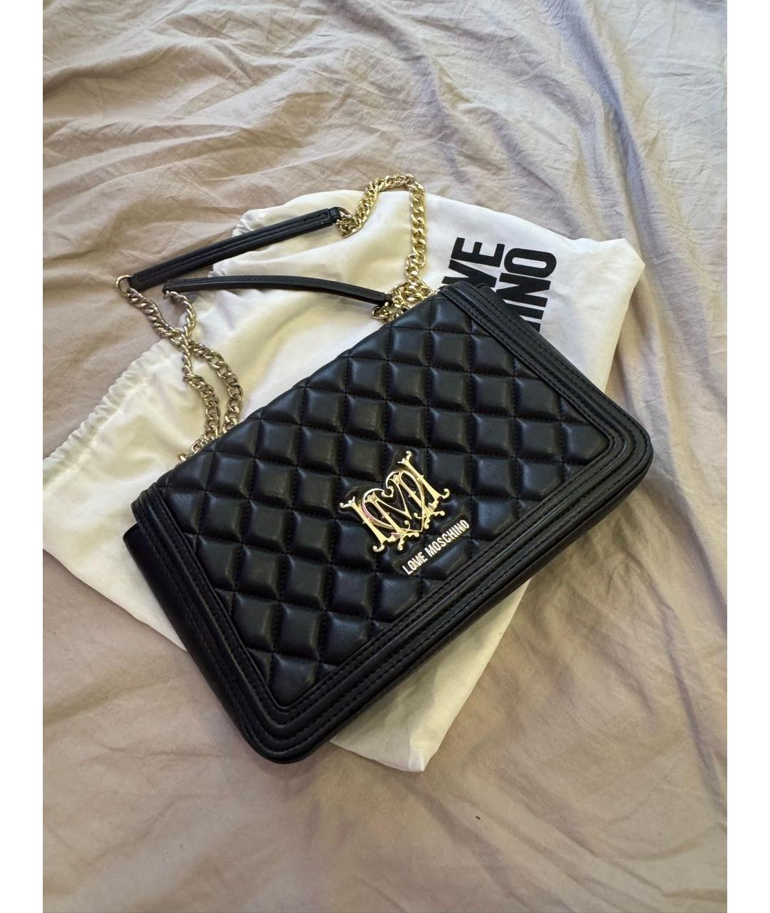LOVE MOSCHINO Черная сумка через плечо из искусственной кожи, фото 6
