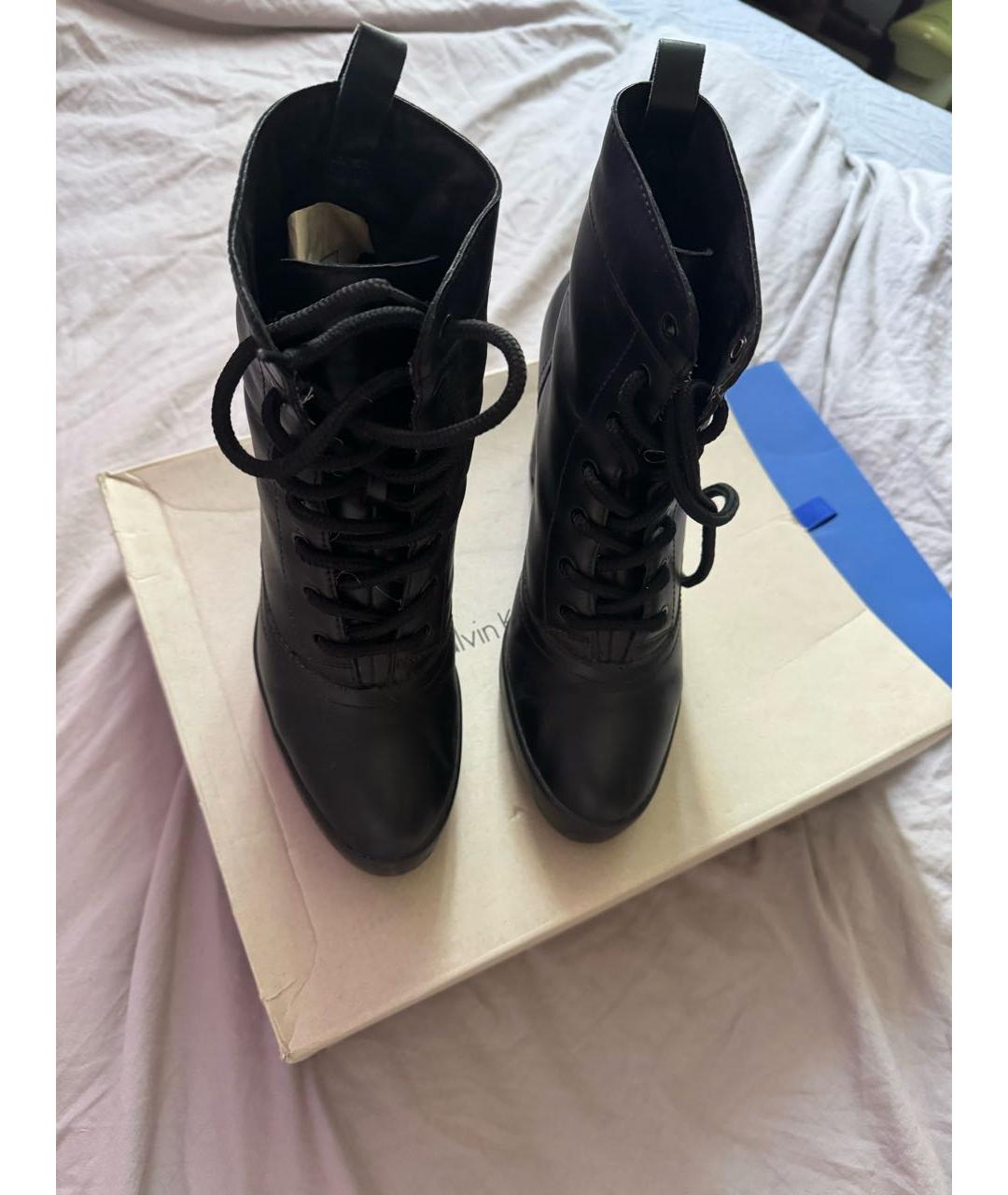 CALVIN KLEIN Черные кожаные ботильоны, фото 2