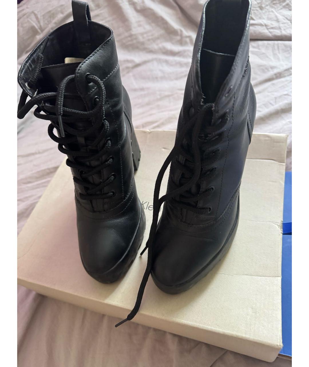 CALVIN KLEIN Черные кожаные ботильоны, фото 3