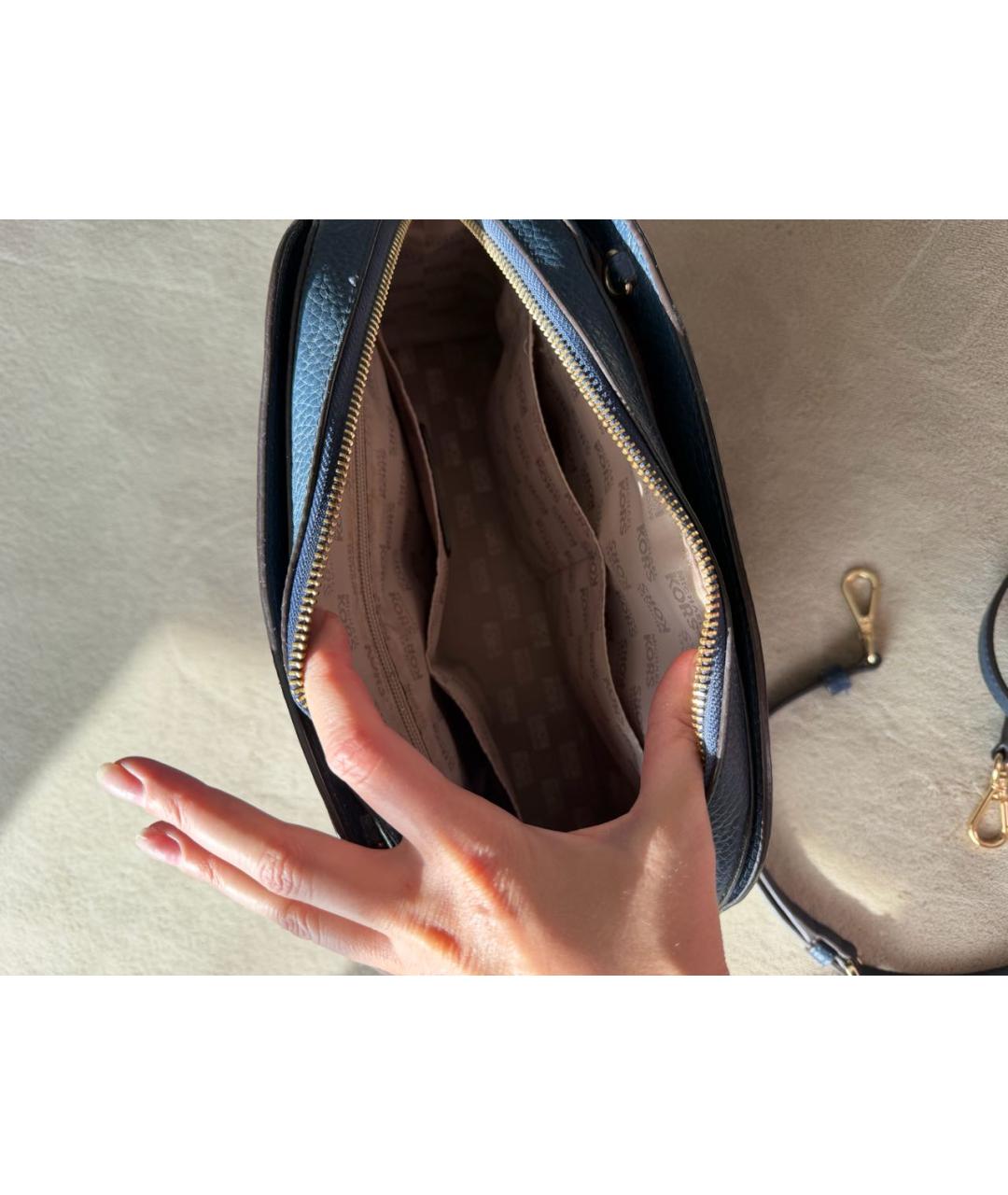 MICHAEL KORS Синяя кожаная сумка с короткими ручками, фото 4