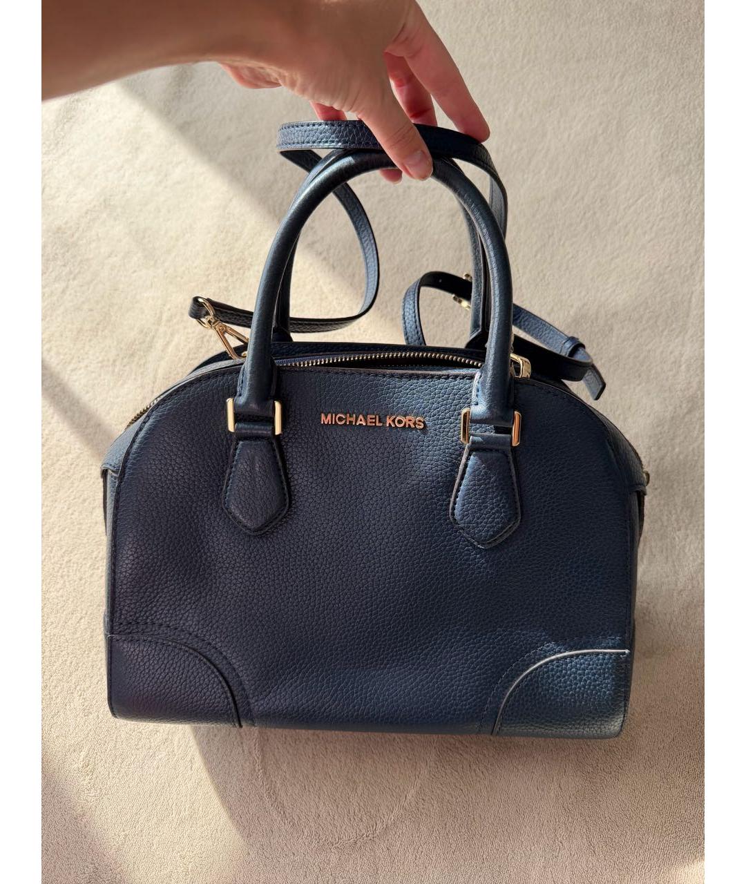 MICHAEL KORS Синяя кожаная сумка с короткими ручками, фото 2