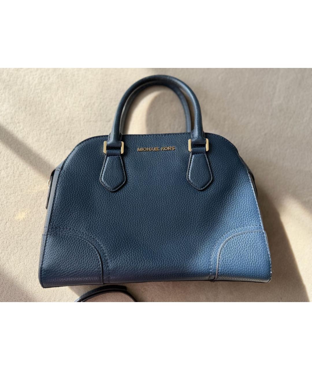 MICHAEL KORS Синяя кожаная сумка с короткими ручками, фото 5