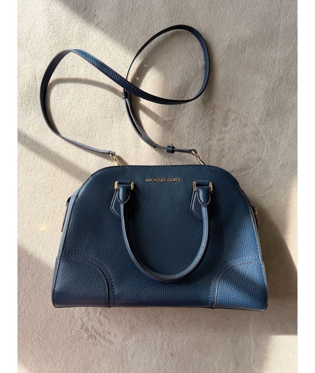 MICHAEL KORS Синяя кожаная сумка с короткими ручками, фото 3