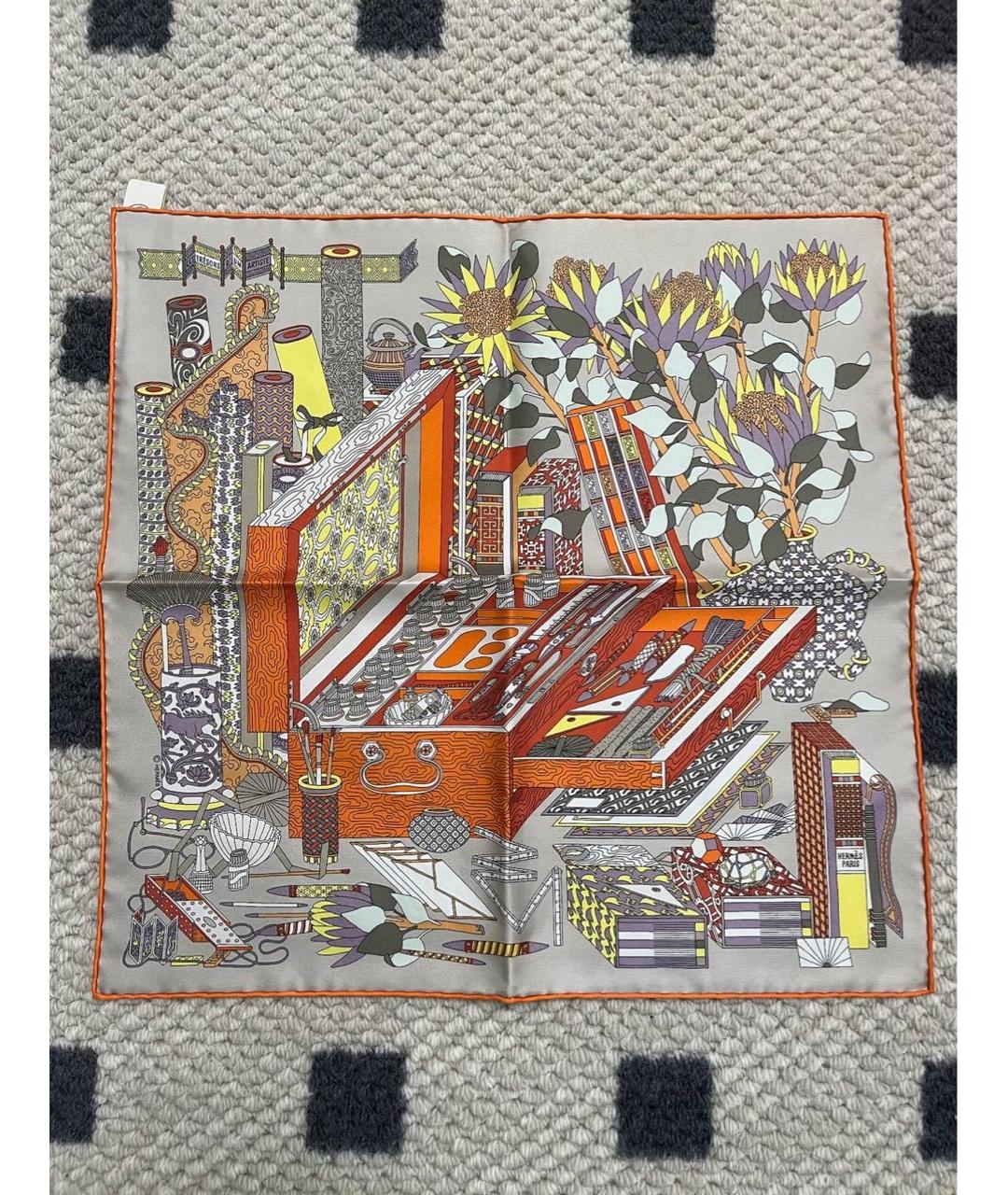 HERMES Мульти шелковый платок, фото 2