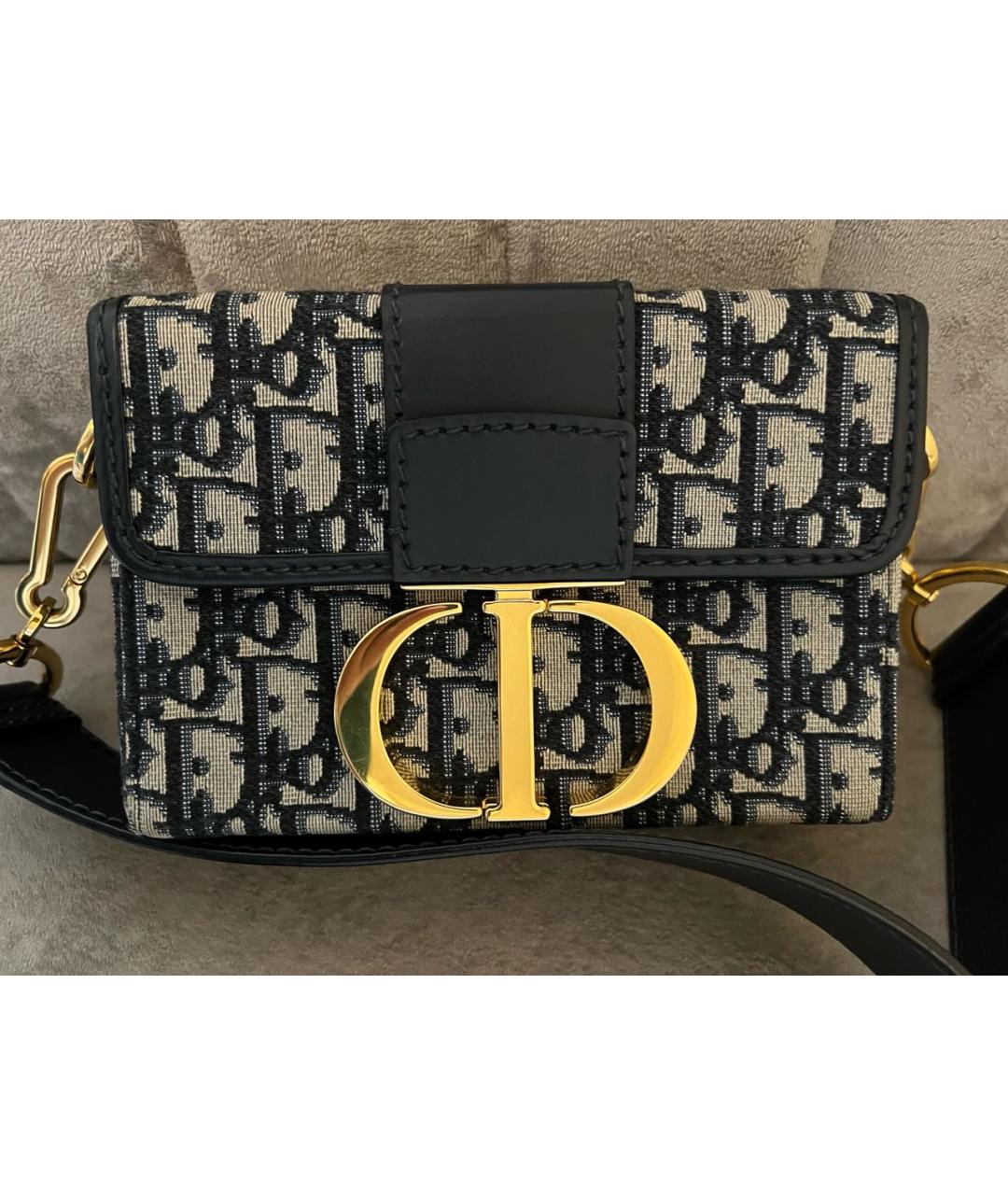 CHRISTIAN DIOR Темно-синяя жаккардовая сумка через плечо, фото 7