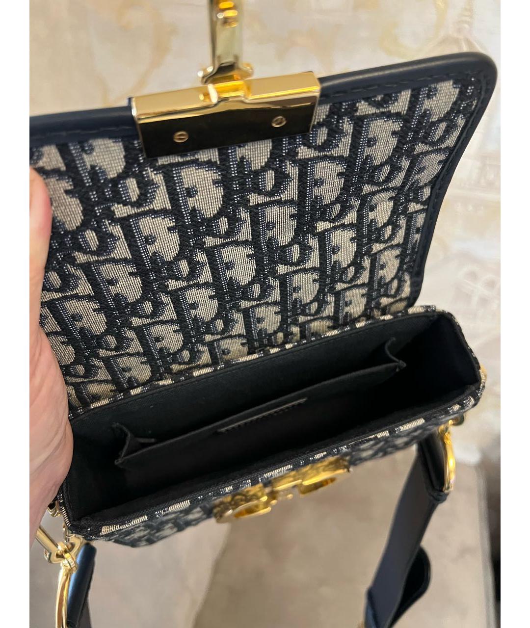 CHRISTIAN DIOR Темно-синяя жаккардовая сумка через плечо, фото 4