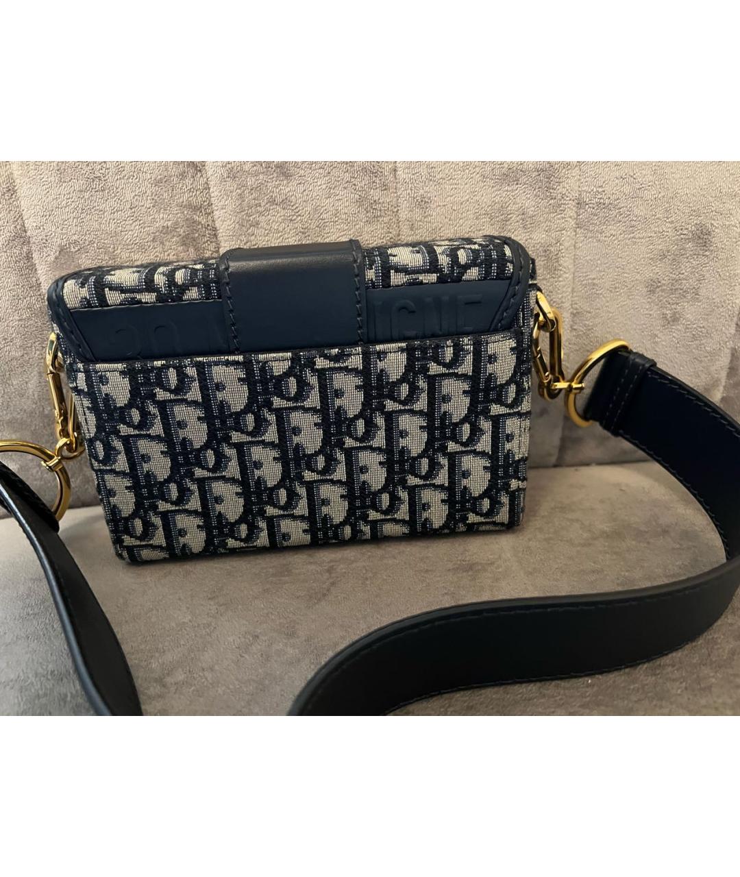 CHRISTIAN DIOR Темно-синяя жаккардовая сумка через плечо, фото 3