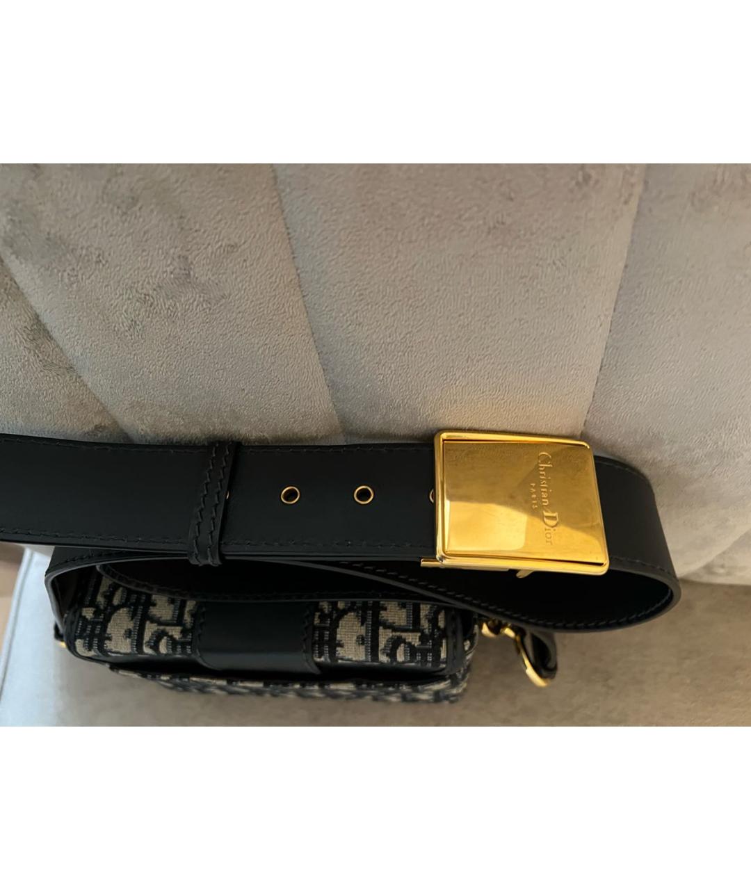 CHRISTIAN DIOR Темно-синяя жаккардовая сумка через плечо, фото 5