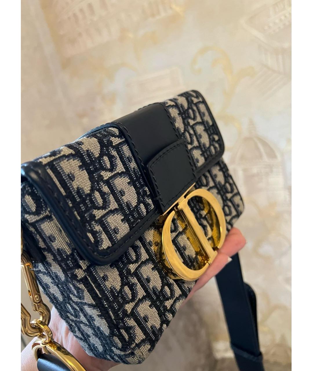 CHRISTIAN DIOR Темно-синяя жаккардовая сумка через плечо, фото 2