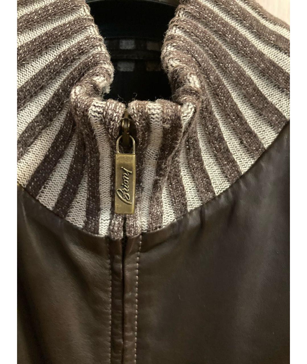 BRIONI Коричневая кожаная куртка, фото 4