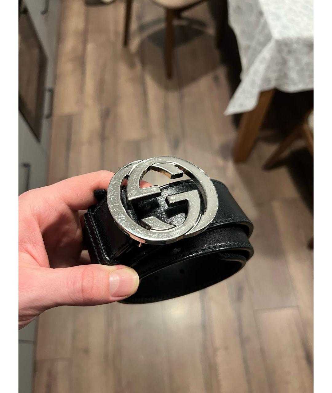 GUCCI Черный кожаный ремень, фото 6