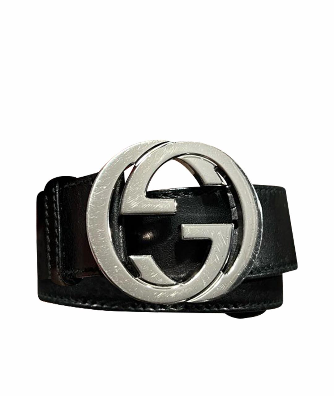 GUCCI Черный кожаный ремень, фото 1