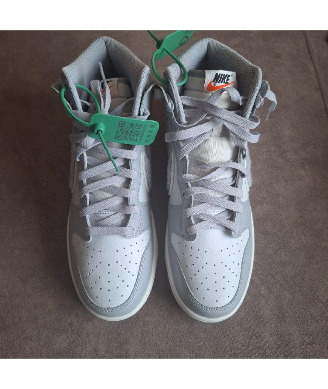 NIKE Серые высокие кроссовки / кеды из искусственной кожи, фото 2