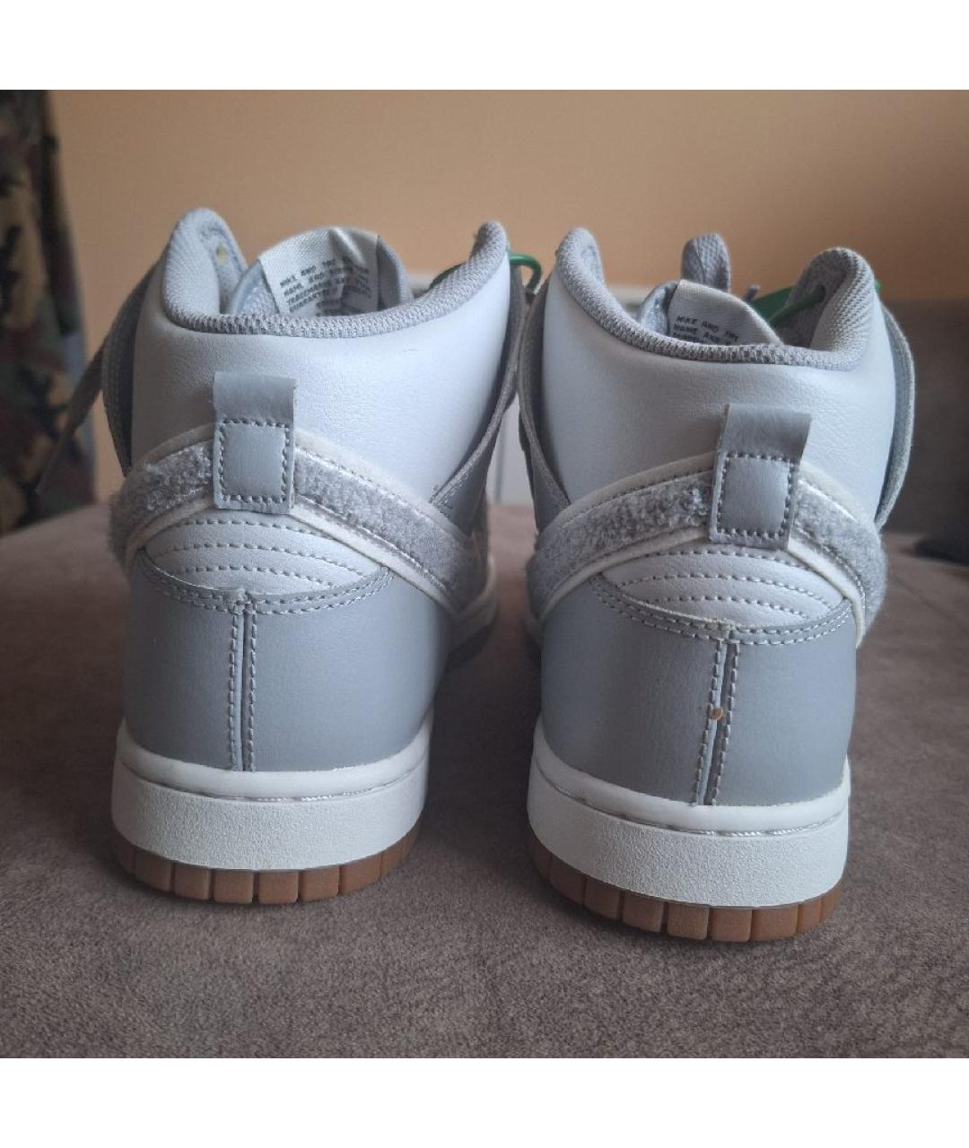 NIKE Серые высокие кроссовки / кеды из искусственной кожи, фото 4