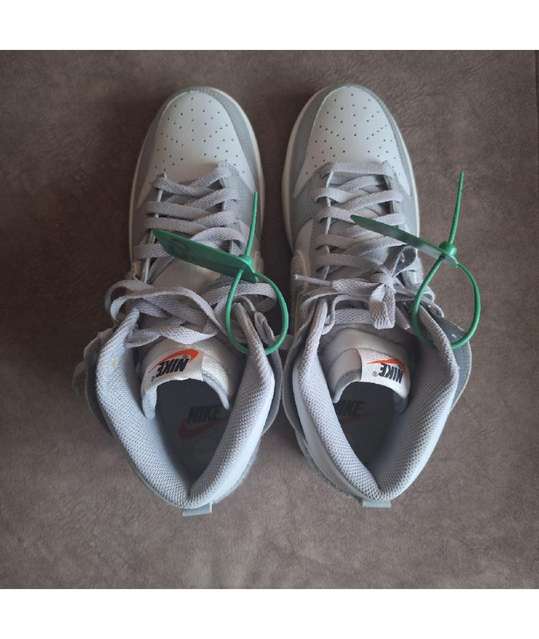 NIKE Серые высокие кроссовки / кеды из искусственной кожи, фото 3