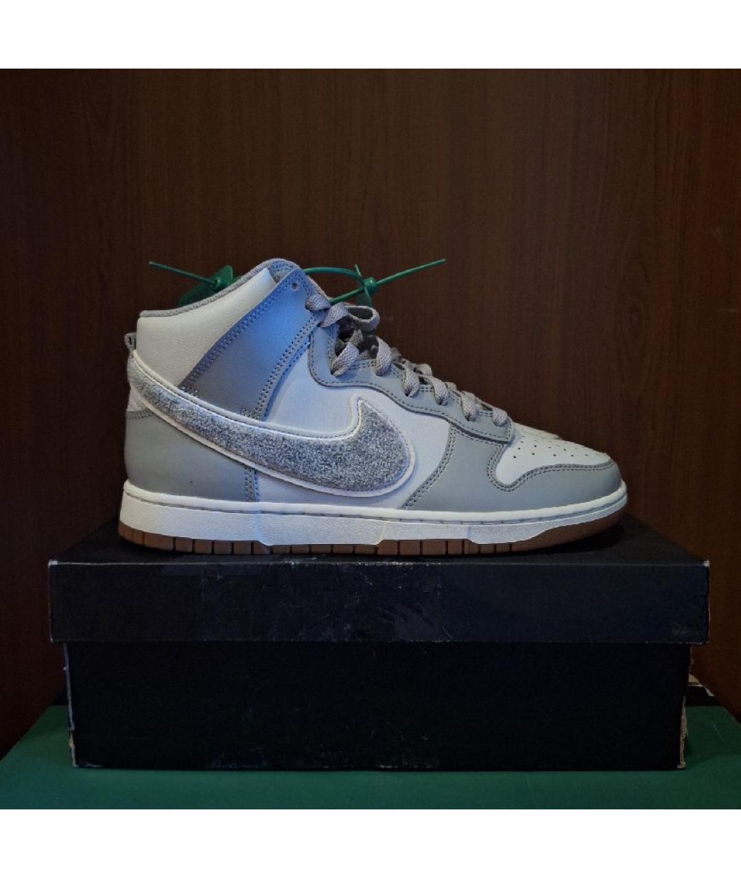 NIKE Серые высокие кроссовки / кеды из искусственной кожи, фото 5