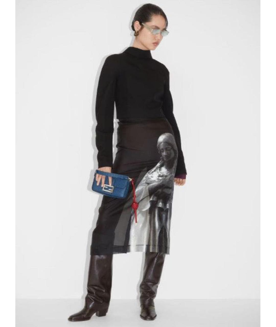 FENDI Синяя кожаная сумка с короткими ручками, фото 2