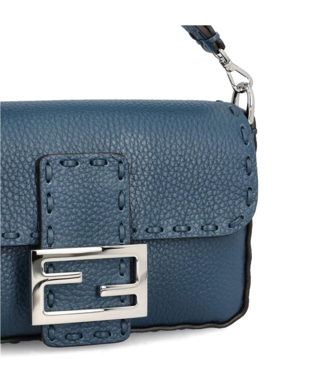 FENDI Синяя кожаная сумка с короткими ручками, фото 6