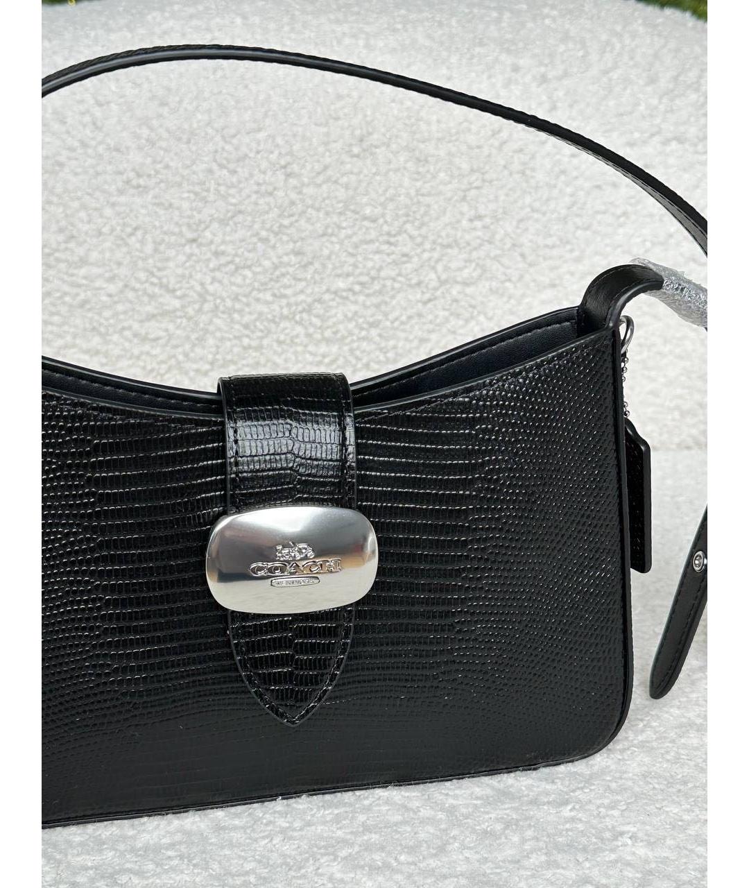 COACH Черная кожаная сумка через плечо, фото 6