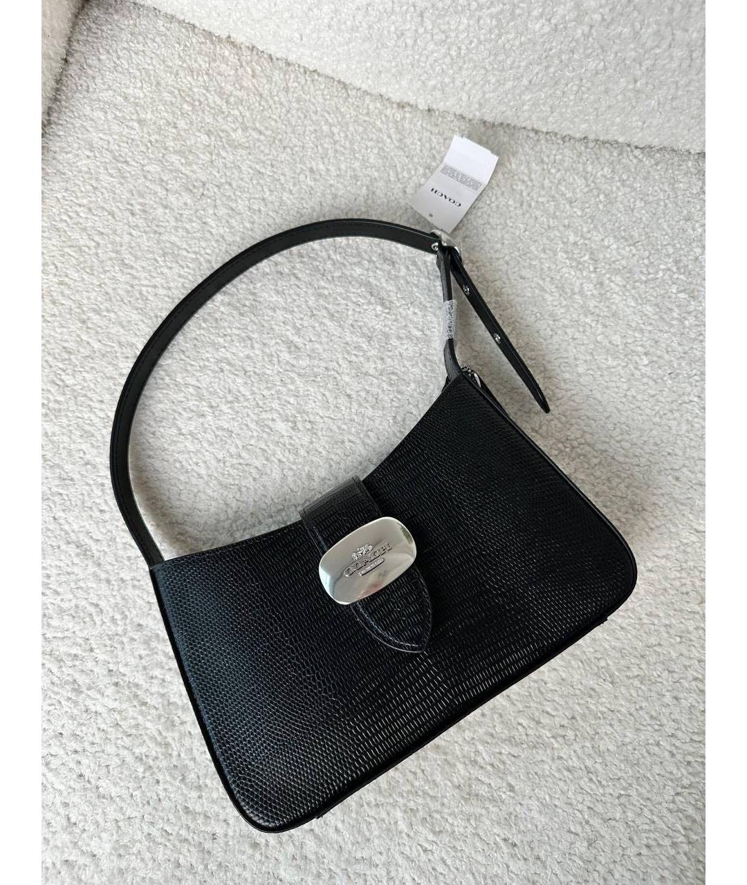 COACH Черная кожаная сумка через плечо, фото 5