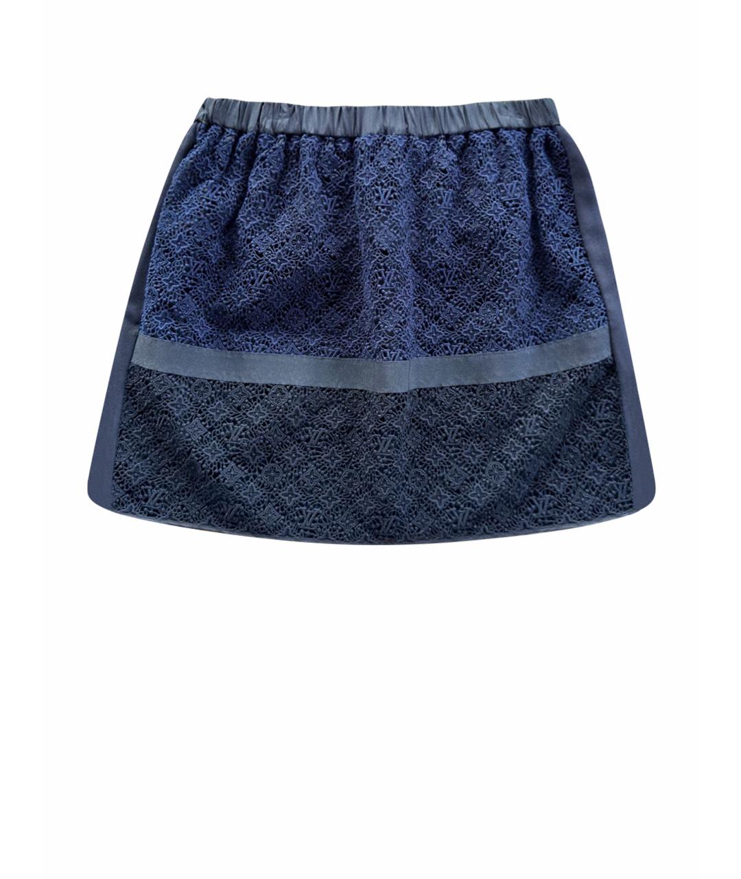 LOUIS VUITTON Темно-синяя шелковая юбка мини, фото 1