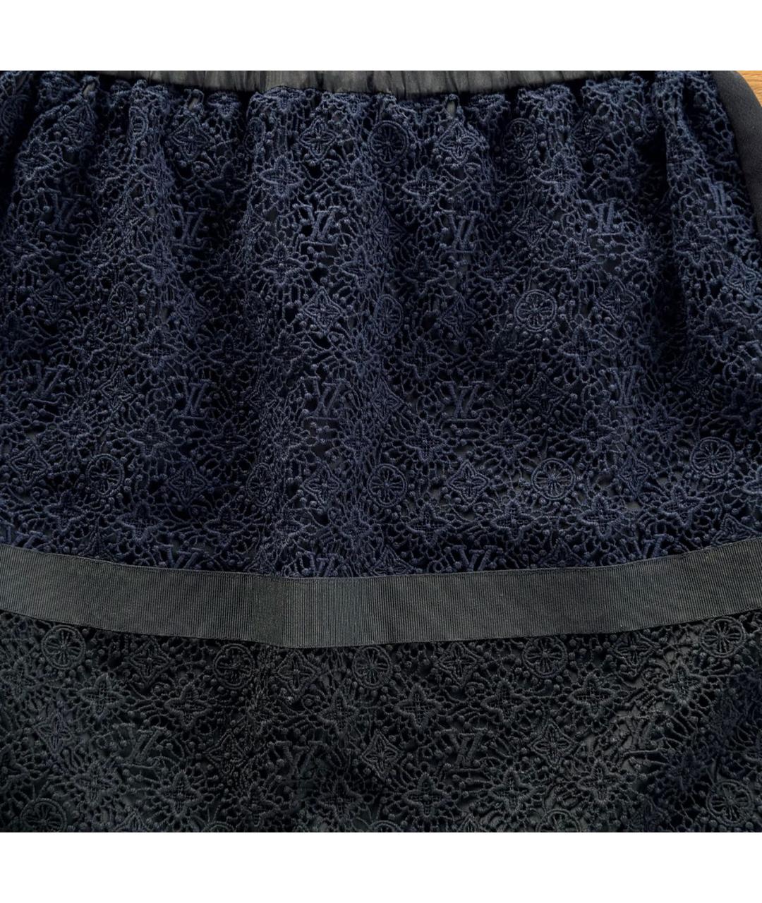 LOUIS VUITTON Темно-синяя шелковая юбка мини, фото 4