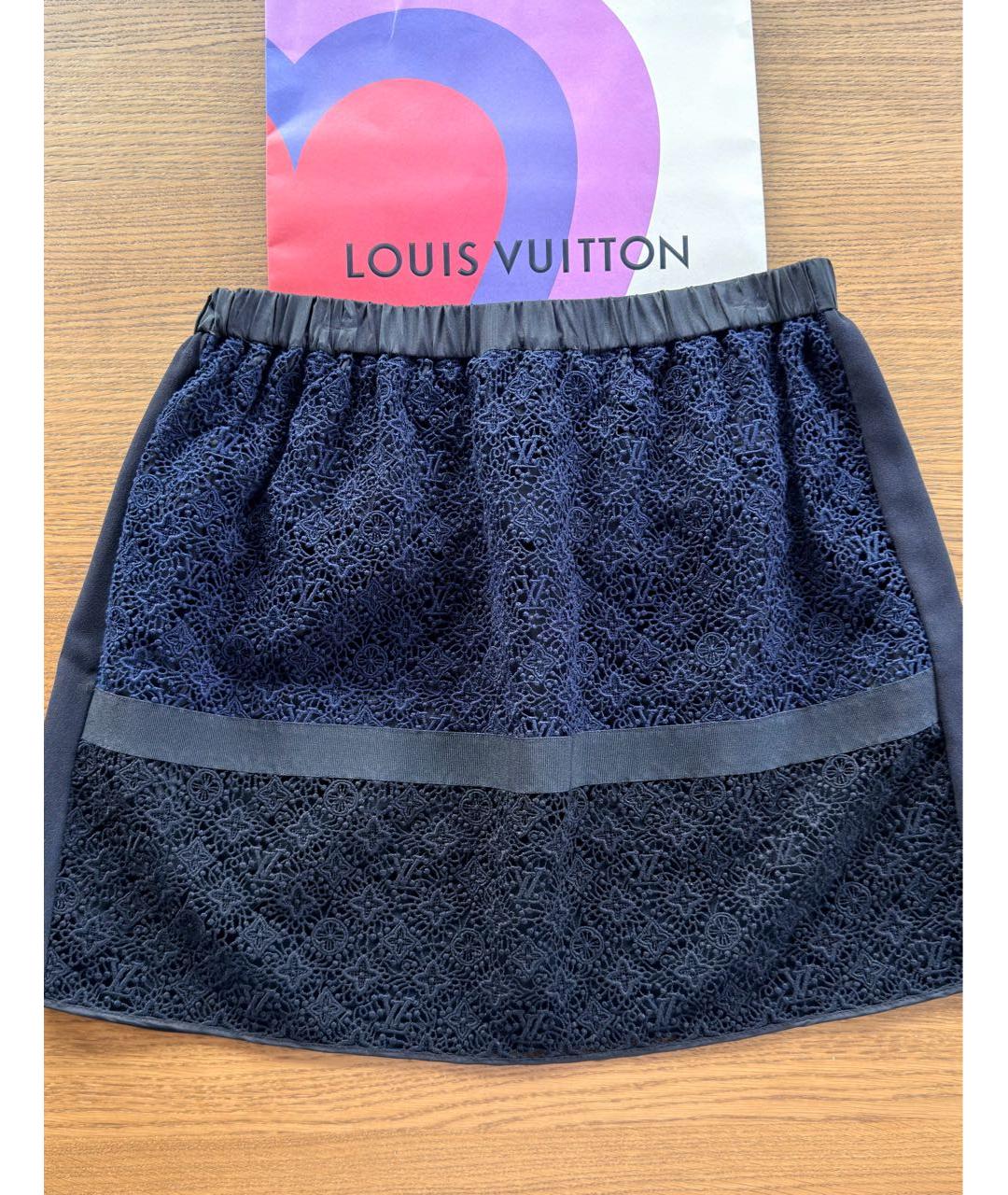 LOUIS VUITTON Темно-синяя шелковая юбка мини, фото 5