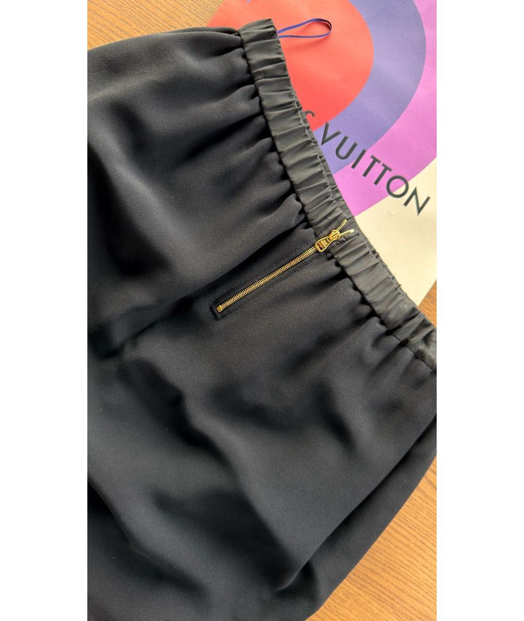 LOUIS VUITTON Темно-синяя шелковая юбка мини, фото 2