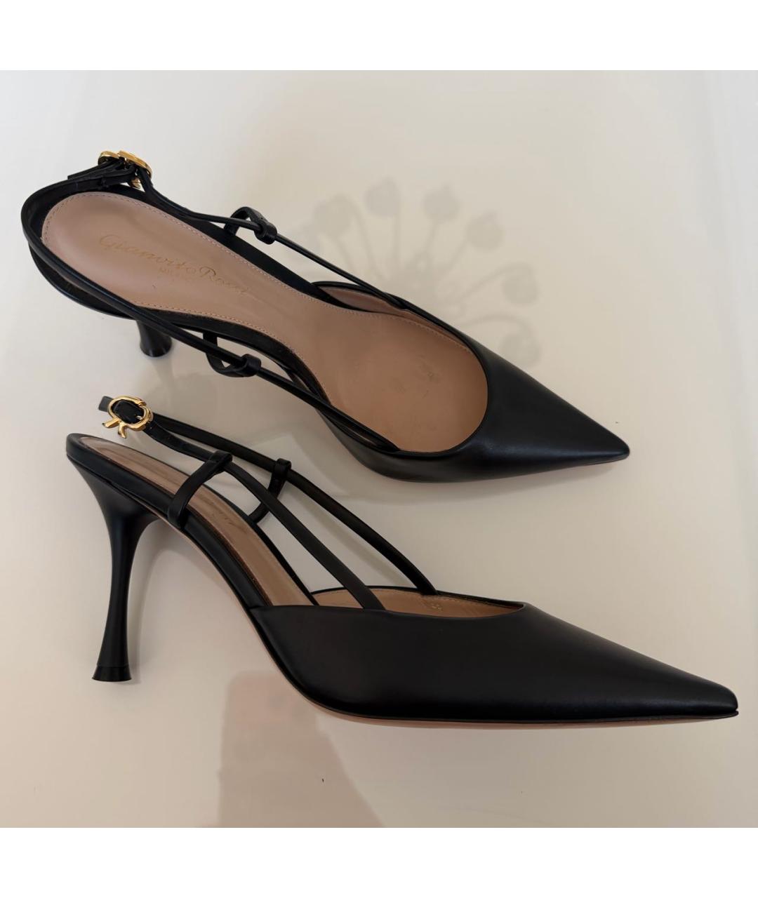 GIANVITO ROSSI Черные кожаные босоножки, фото 7