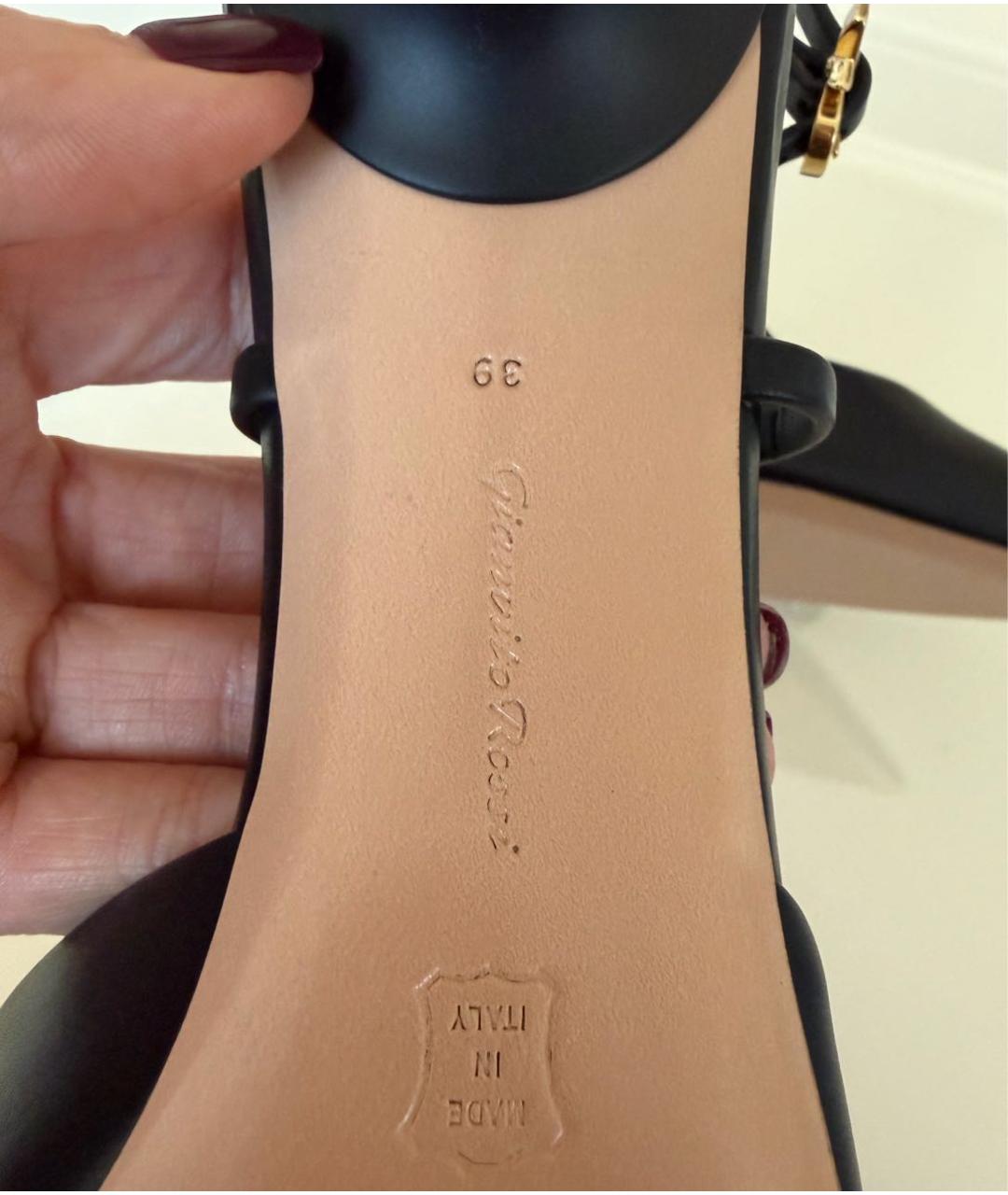 GIANVITO ROSSI Черные кожаные босоножки, фото 6