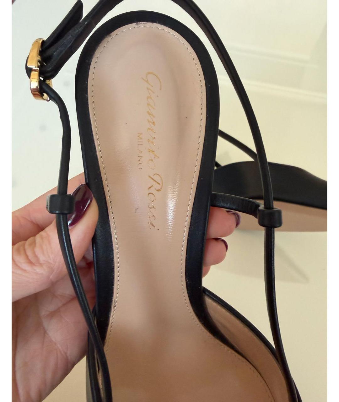 GIANVITO ROSSI Черные кожаные босоножки, фото 5