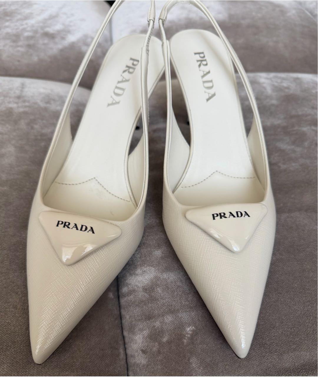 PRADA Белые кожаные босоножки, фото 2