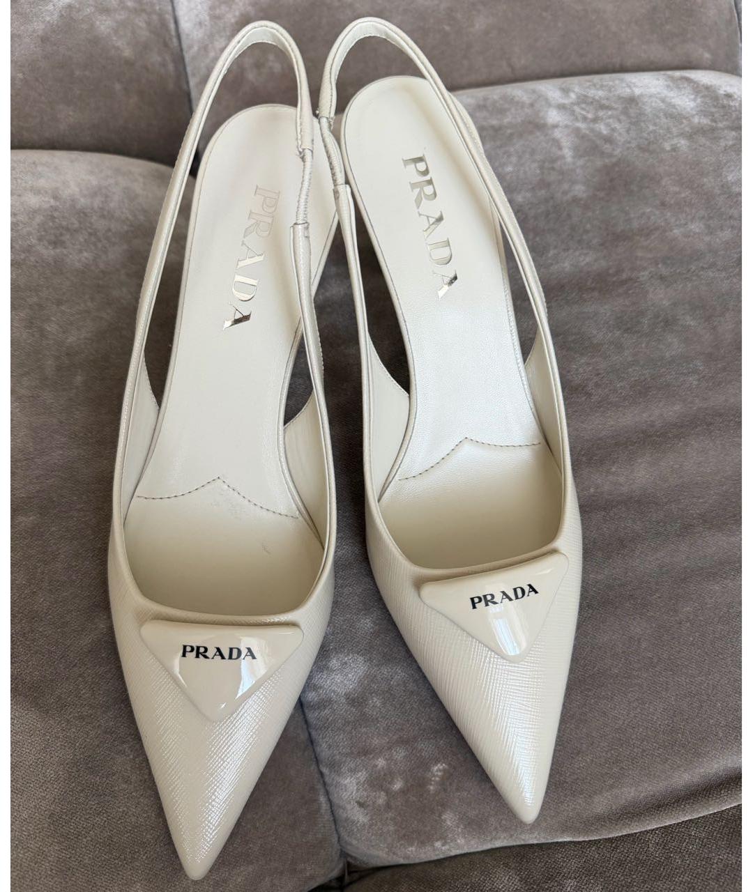 PRADA Белые кожаные босоножки, фото 7