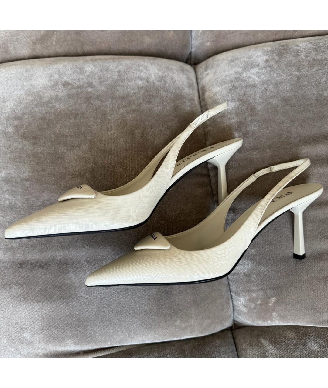 PRADA Белые кожаные босоножки, фото 8