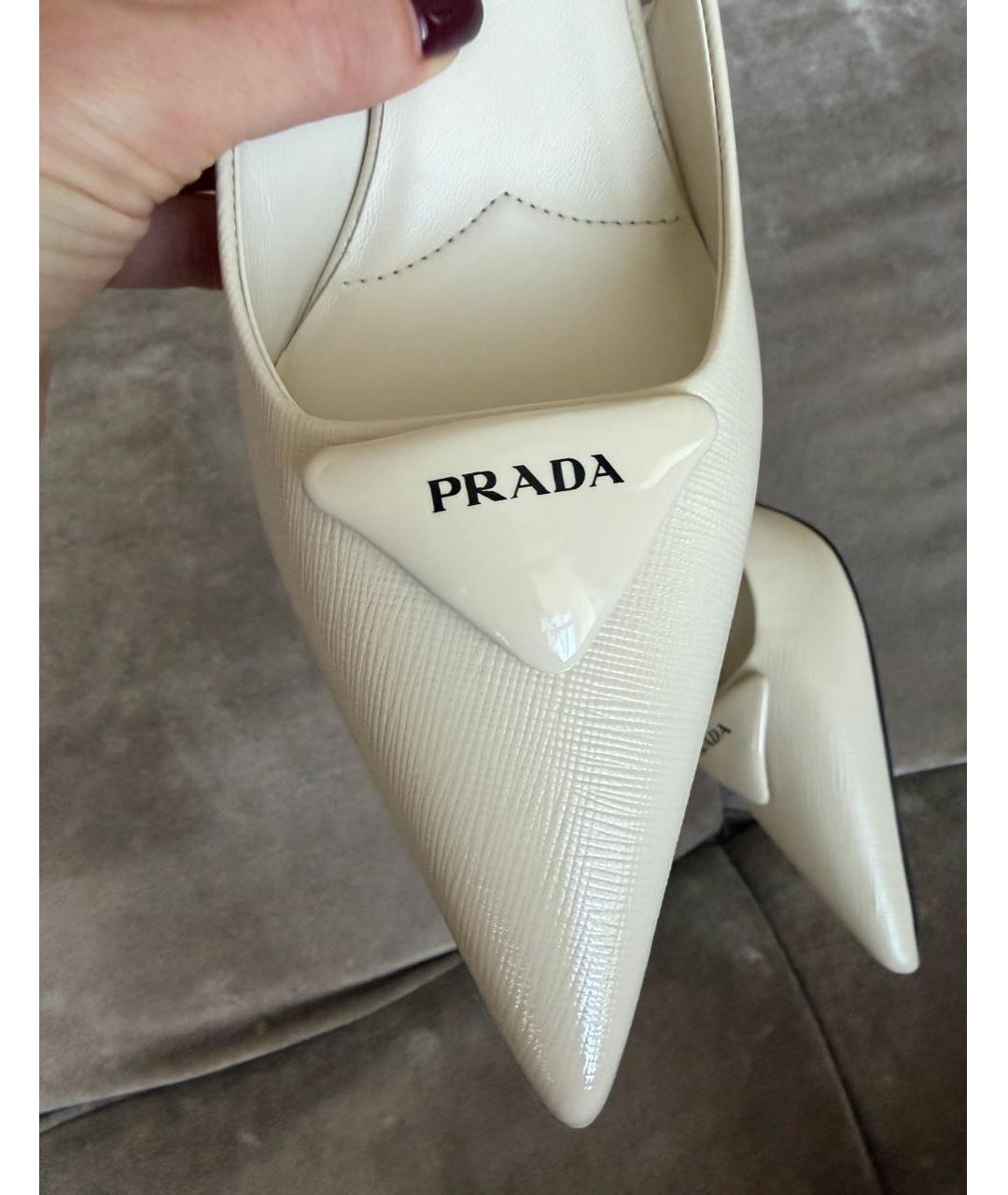 PRADA Белые кожаные босоножки, фото 5