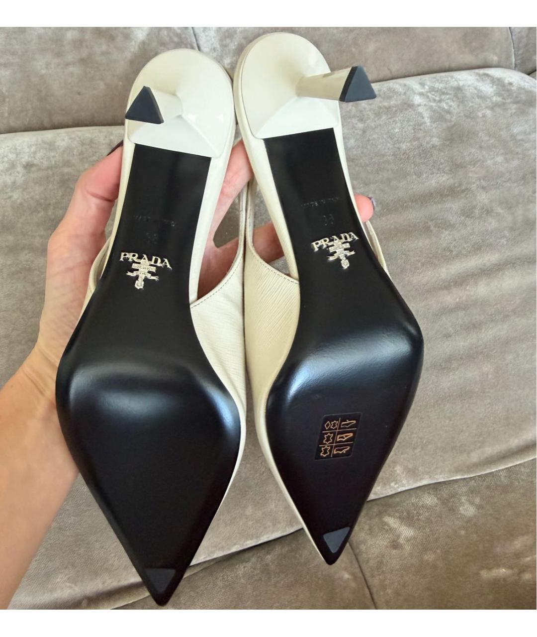 PRADA Белые кожаные босоножки, фото 3