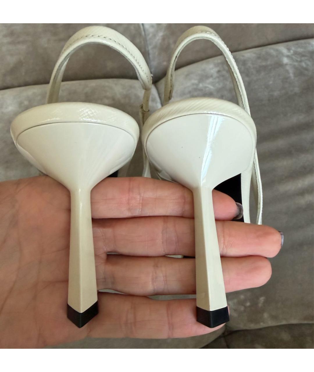 PRADA Белые кожаные босоножки, фото 4