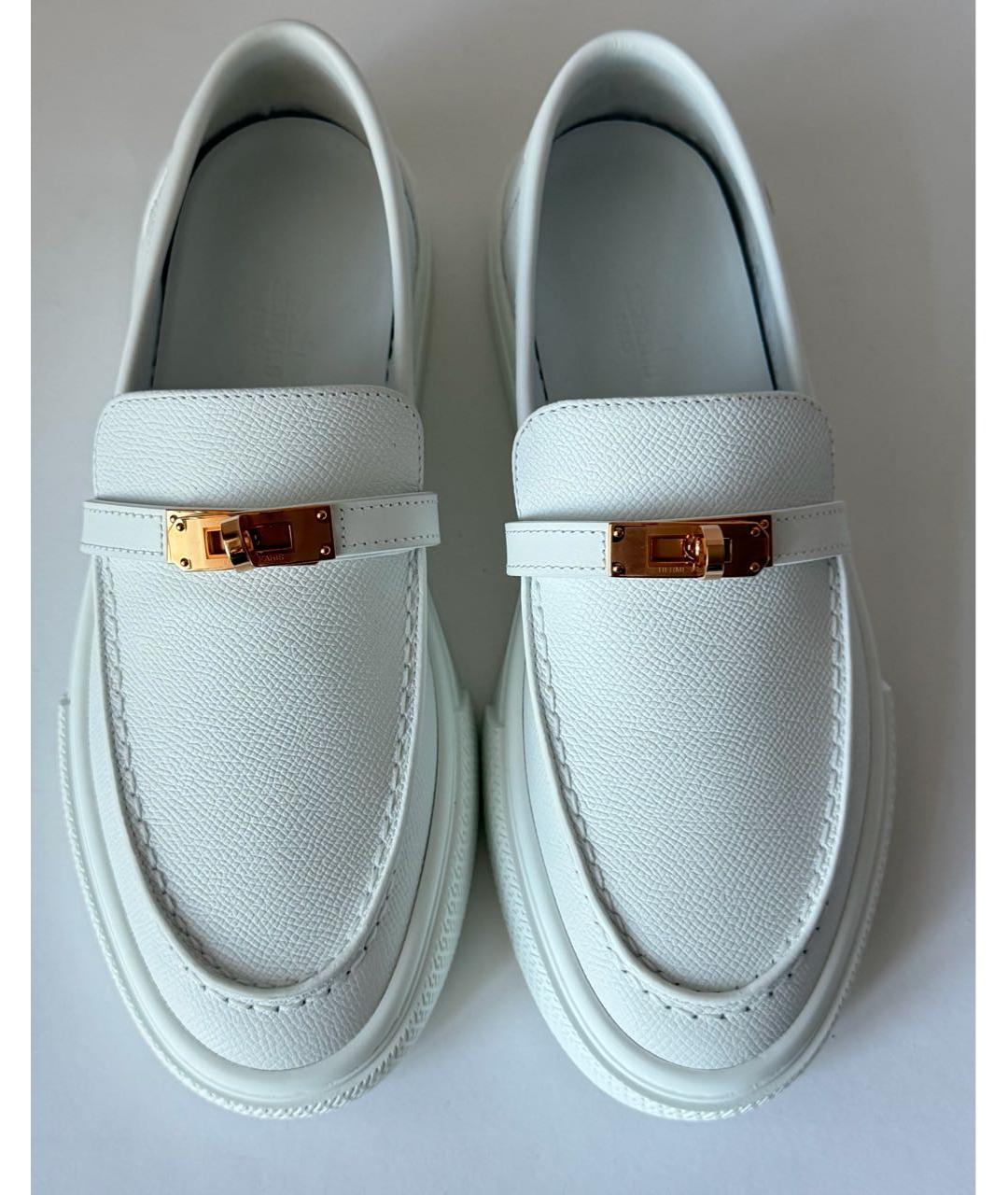 HERMES Белые кожаные лоферы, фото 2
