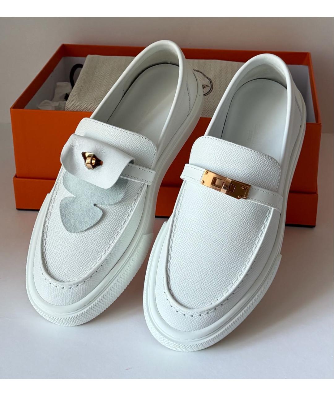 HERMES Белые кожаные лоферы, фото 4