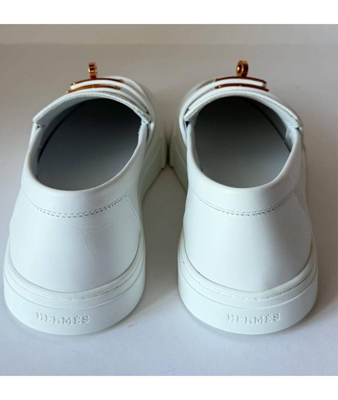 HERMES Белые кожаные лоферы, фото 3
