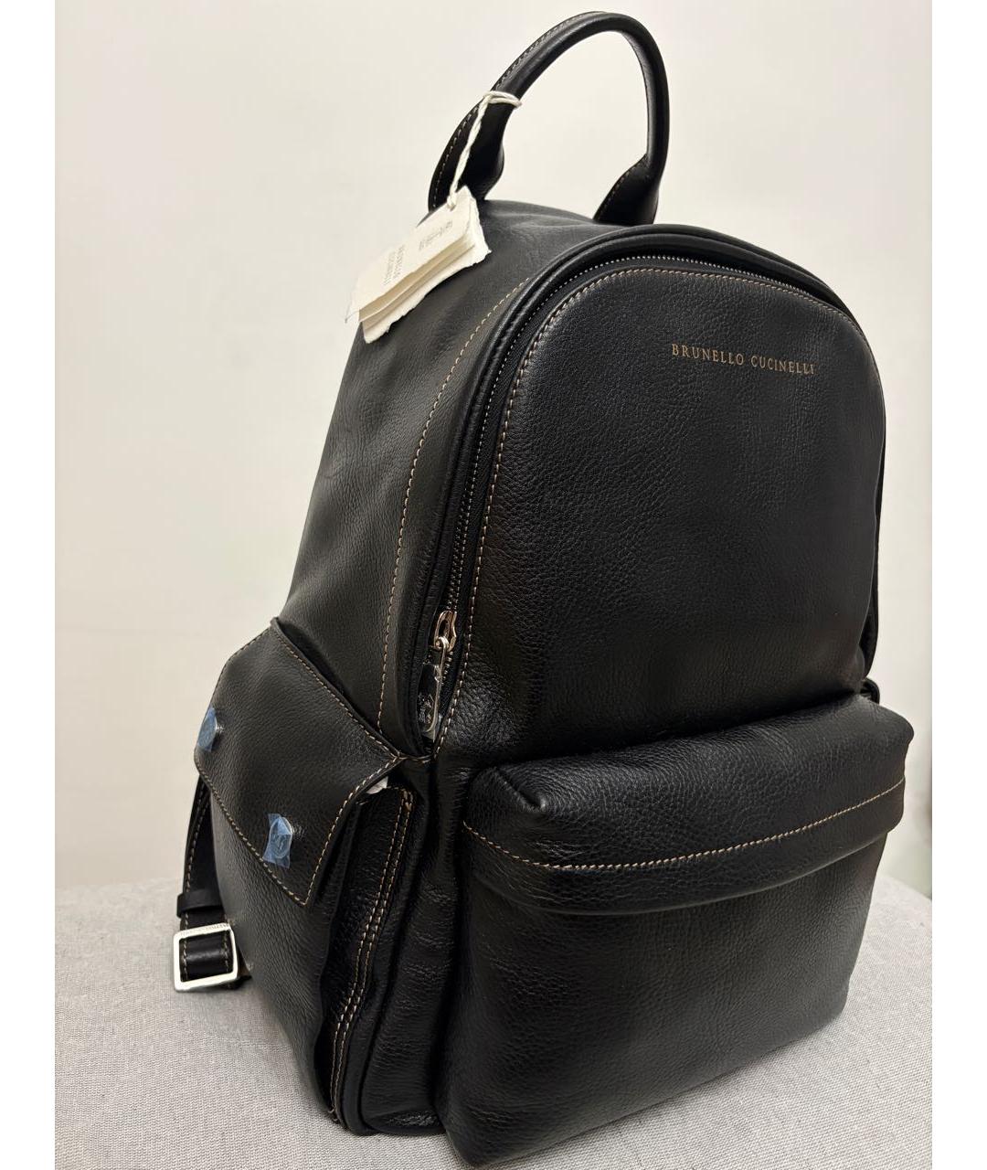 BRUNELLO CUCINELLI Черный кожаный рюкзак, фото 2